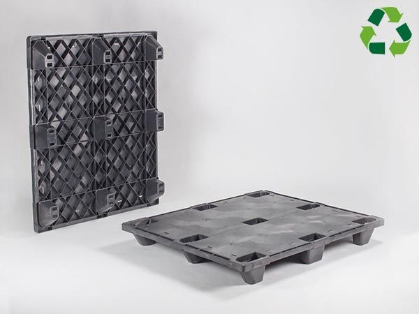 Palet encajable 1200x1000x135 mm 9 apoyos, piso cerrado negro reciclado