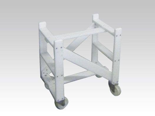 Plastic carrier for mixing bin 100 L 4 inox wheels, 2 with brakes, colour white