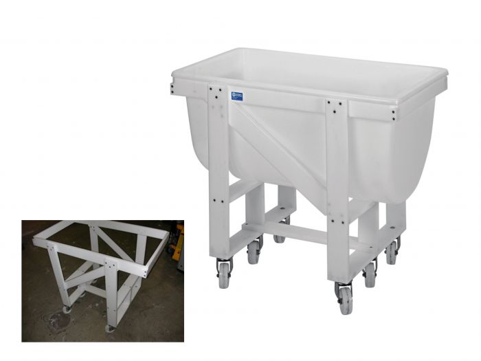 Plastic carrier for mixing bin 210 L with 6 inox wheels colour white