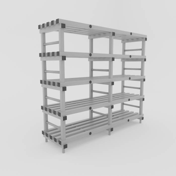 Plastic Shelving 150x50x177 cm with 5 shelves, grey