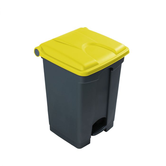 Contenedor com pedal 45 L 400x400x600 gris c tapa amarillo