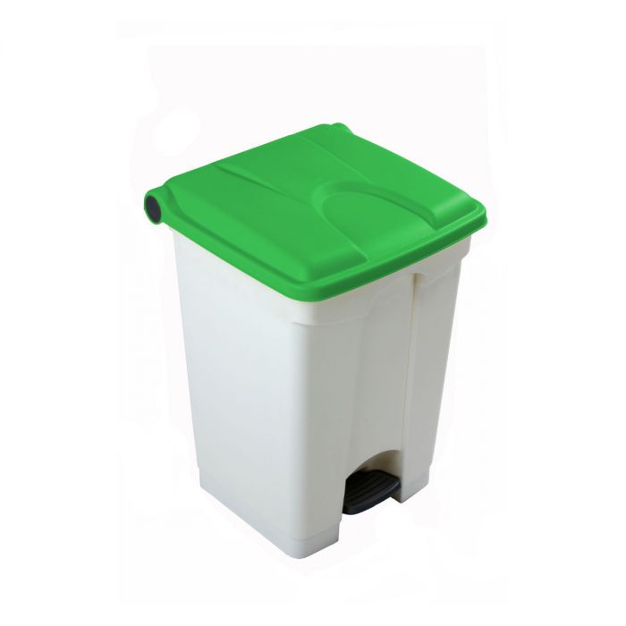 Contenedor com pedal 45 L 400x400x600 blanco c tapa verde