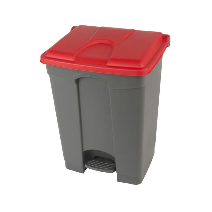 Contenedor com pedal 70 L 500x410x670 gris c tapa rojo