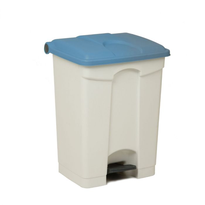 Contenedor com pedal 70 L 500x410x670 blanco c tapa azul