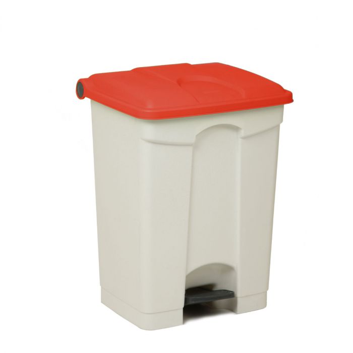 Contenedor com pedal 70 L 500x410x670 blanco c tapa rojo