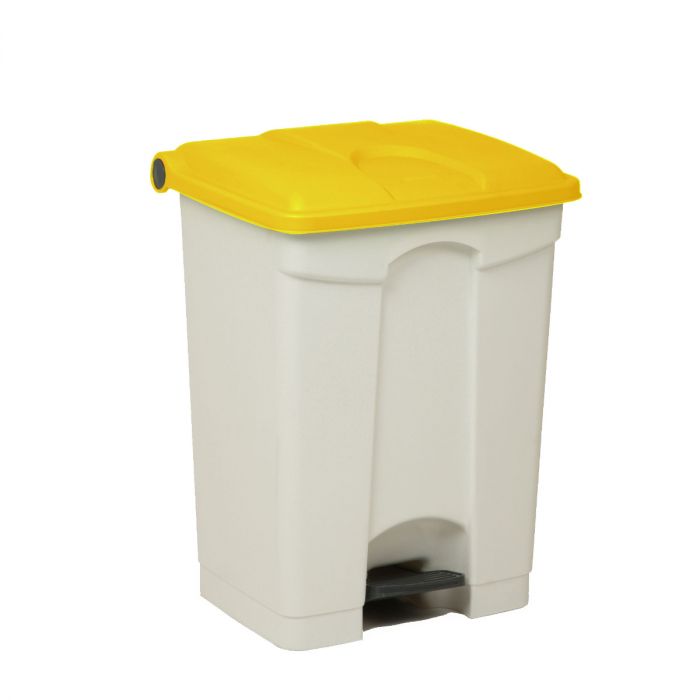 Contenedor com pedal 70 L 500x410x670 blanco c tapa amarillo
