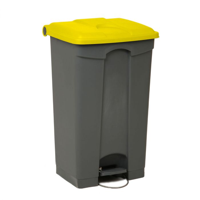 Contenedor com pedal 90 L 500x410x670 gris c tapa amarillo