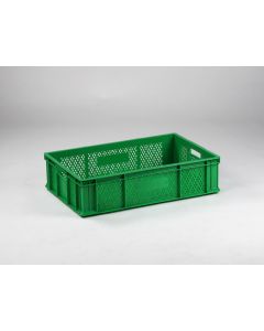 Caja de plástico para frutas o verduras 600x400x150 mm, perforada, verde
