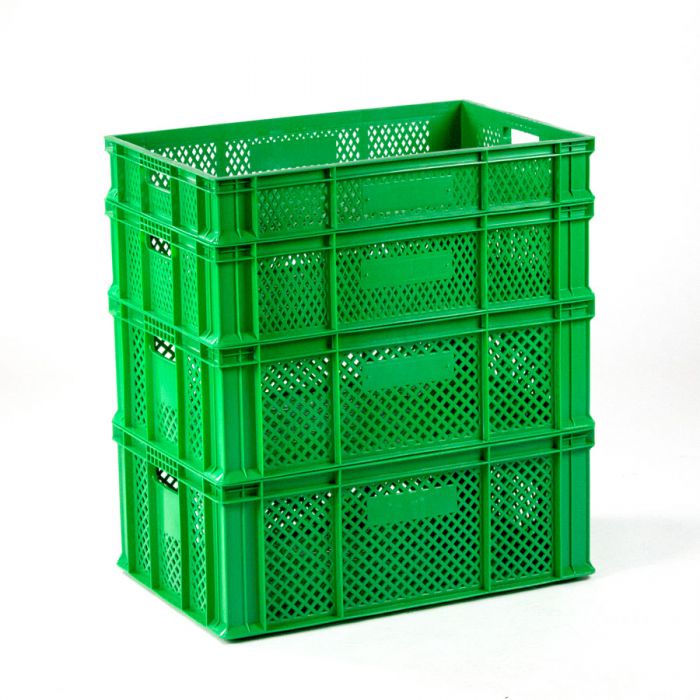 ENGELS | Caja de plástico para frutas o 600x400x200 perforada, verde